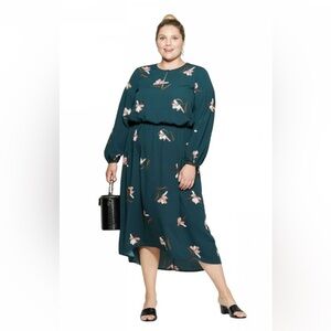 Dark green floral dress